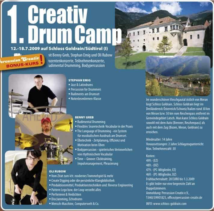 Advertisement 1. Creativ Drum Camp